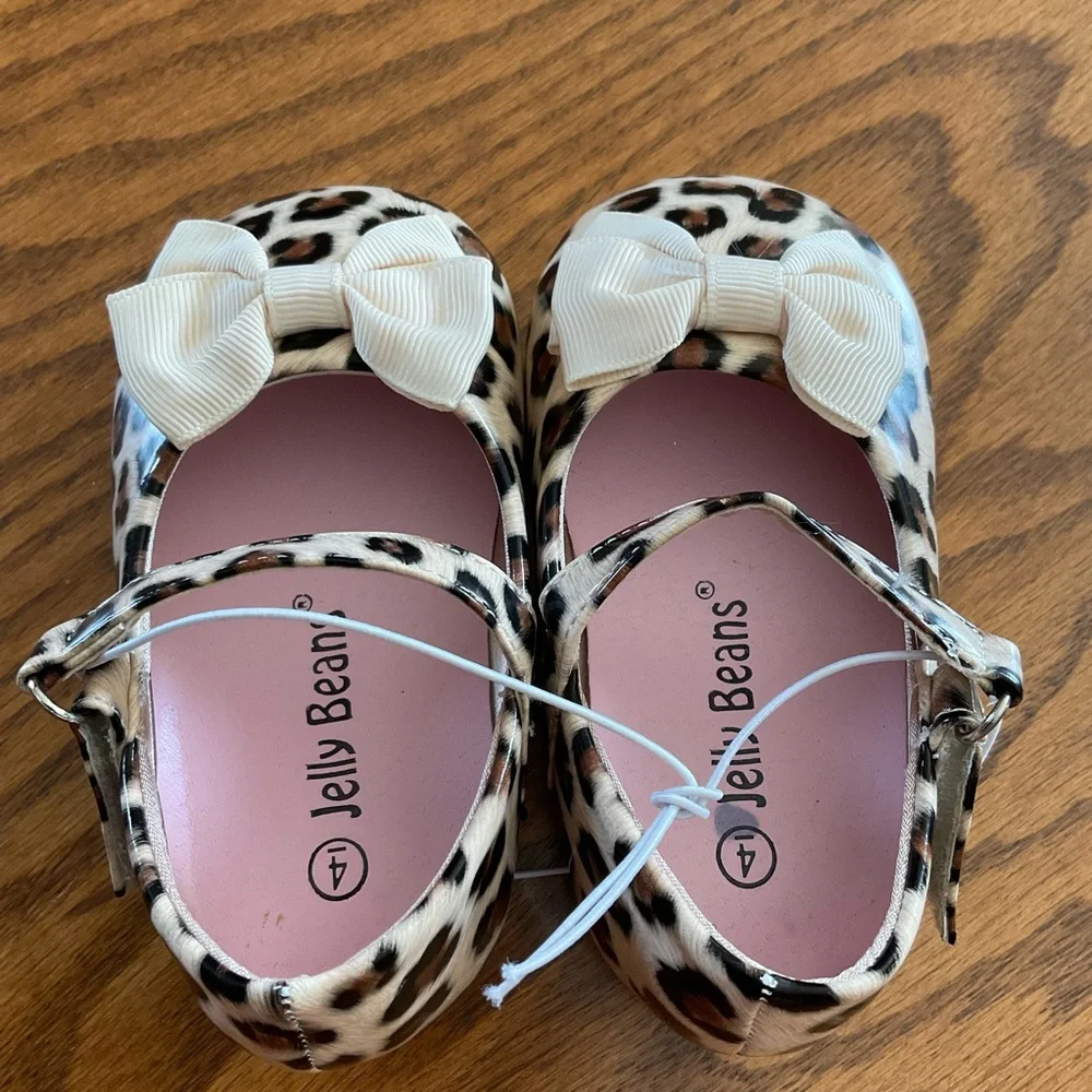 NWOT Jelly Beans Leopard Print Dress Shoes, Little Girls, Sz 4